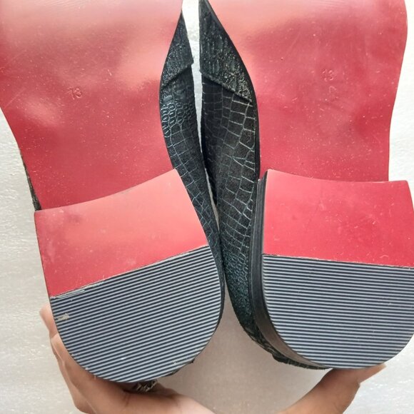 Fiesso by Aurelio Garcia Black Croc & Gold Toe Loafers Mens 13 Great Cond - Picture 12 of 13